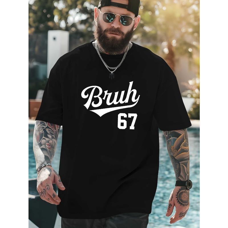 

Men S Loose T-Shirt with 67 Print - a Casual Short-Sleeve Round-Neck Tee for Summer, Breathable And Suitable for Outdoor Sports And The Gym 4XL чорний