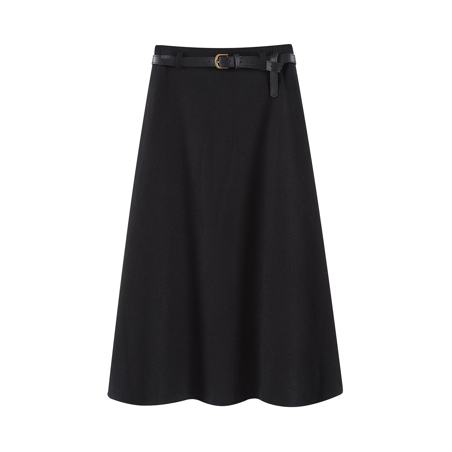 Женская новая зимняя юбка-зонтик А-силуэта, покрывающая мясо, французская черная юбка-миди S