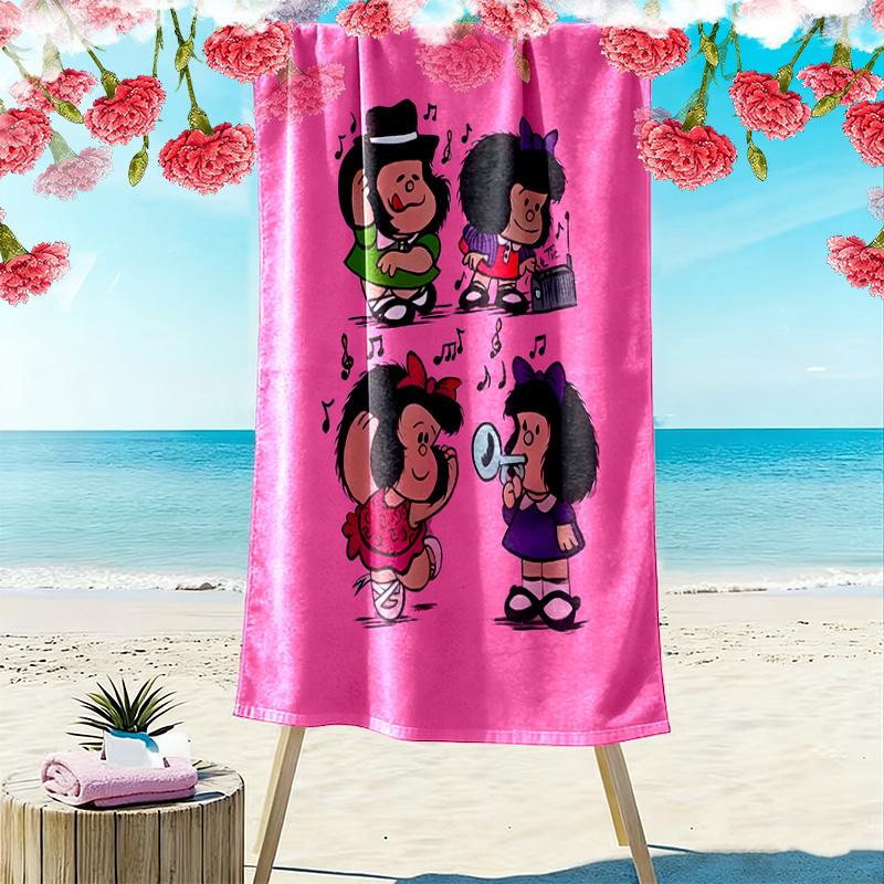 Mafalda Print Beach Towel, Large Soft Quick Dry Towel for Beach Camping Swimming