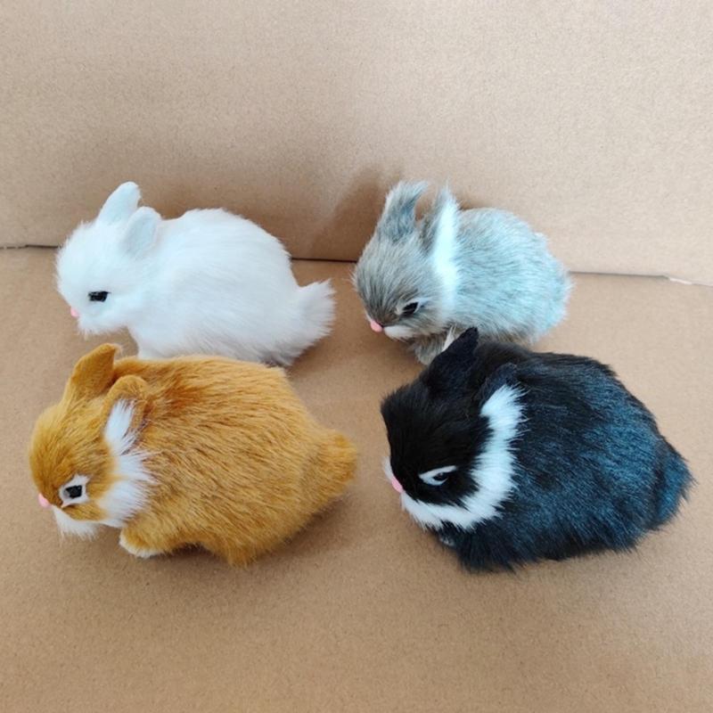 Simulation Rabbit Doll Cute Bunny Statue Cute Animal Art Ornaments for Children Day Kid Girl Boys Present Gift