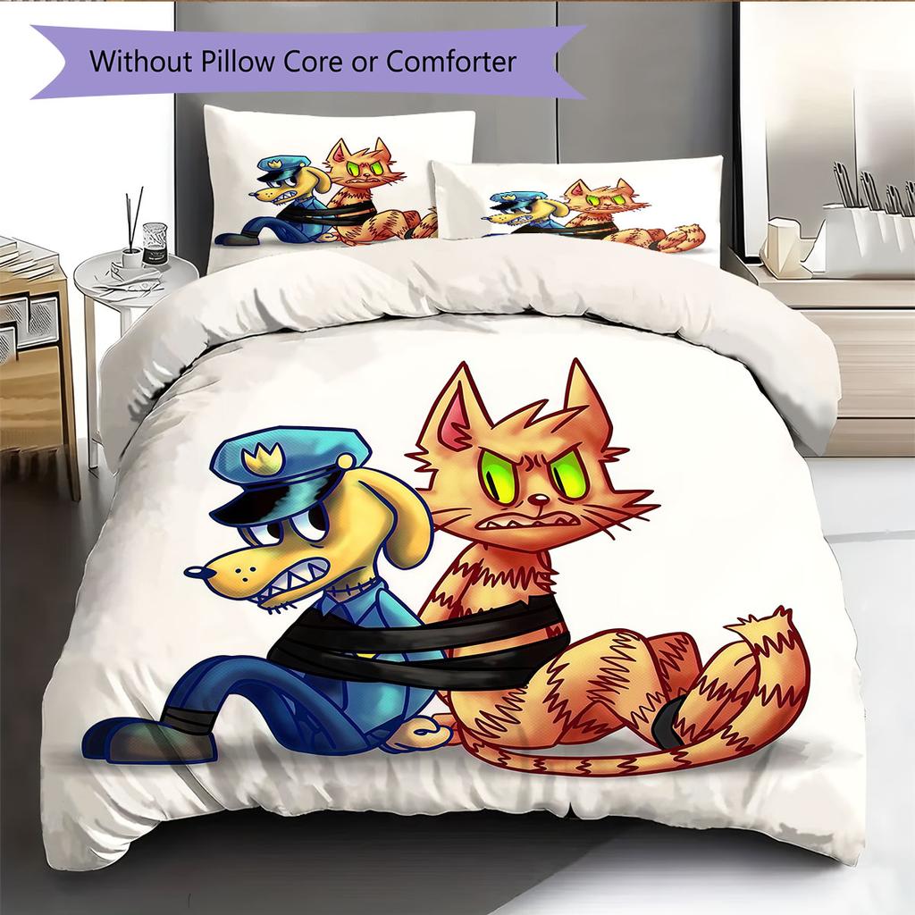Dog Man Bedding Quilt Set Quilt Cover Pillowcase Home Decoration Birthday Gift (1 * Duvet Cover + 2 * Pillowcase, Without Core)