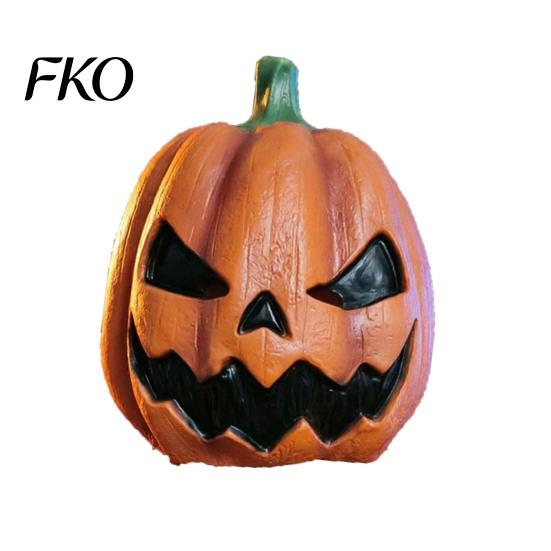 Scary Pumpkin Face Mask Halloween Mask, Latex Full Head with Realistic Texture, Cosplay Prop Breathable Headgear for Party Night, Eye Mouth