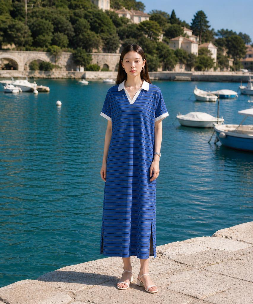 Metapeo Cozy Striped Dress Blue