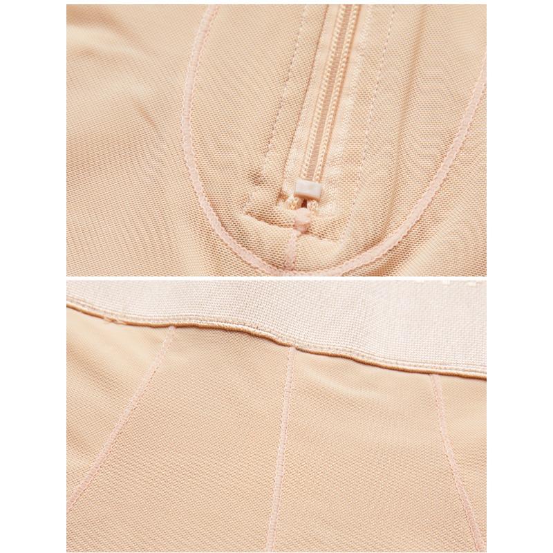 Adjustable Strap Front Zipper Lace Hem Tummy Control Hip Enhancer Shapewear Bodysuit