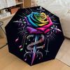 1pc Rose Music Pattern Umbrella  Automatic Opening and Closing Umbrella, High Quality Umbrella, Ideal Gift for Her 200