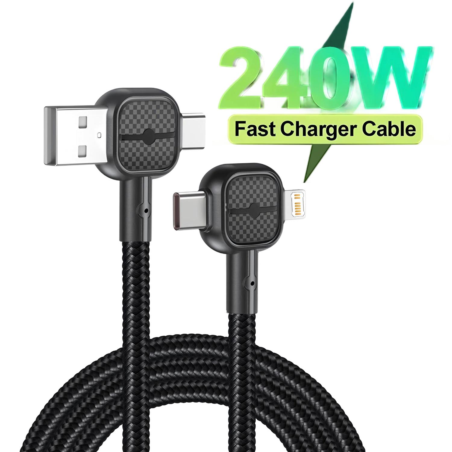 

PD 2 in 2 USB A Cable Type C To Lighting Fast Charging Cable For iPhone 16 15 14 13 11Pro Max iPad Xiaomi Huawei Samsung чёрный