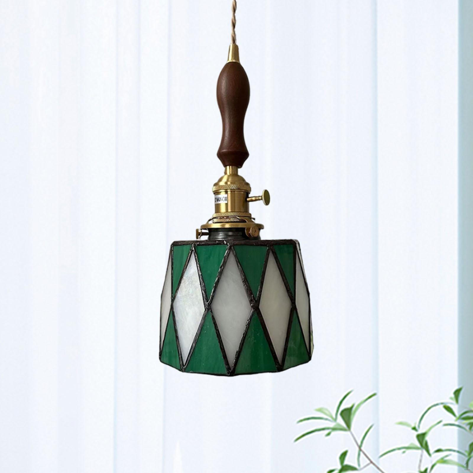 

Підвісна лампа Вітраж Класичний домашній декор Художнє ремесло Освітлювальний прилад Підвісний світильник для кафе green plaid