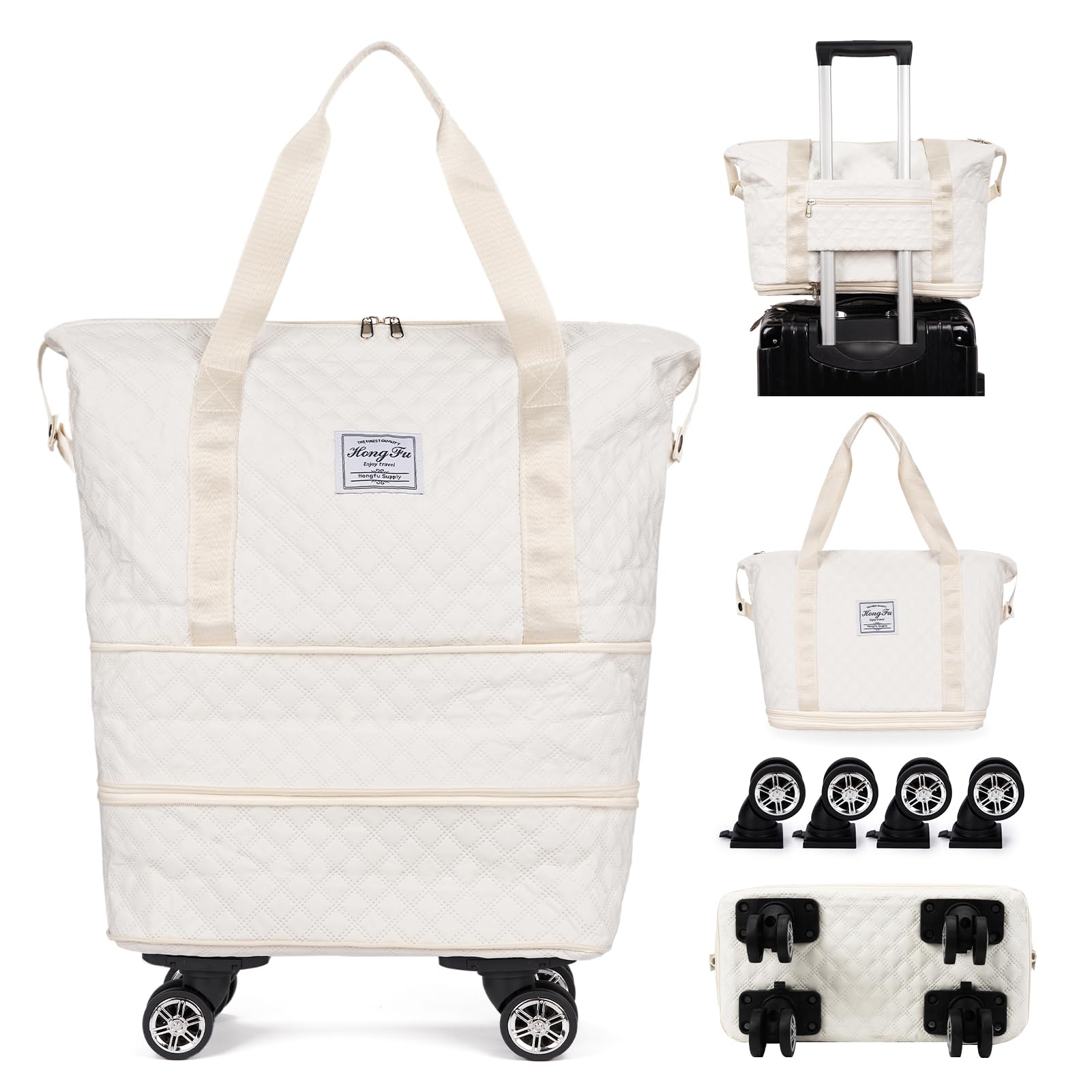 

CALUOMATT Бостонская дорожная сумка со съемной дорожной сумкой Максимальное расширение Большая дорожная сумка-дафл Бостон 2 Сумка для поездок на выходные, Сумка, 4 способа ношения, 2-ступенчатое расширение,