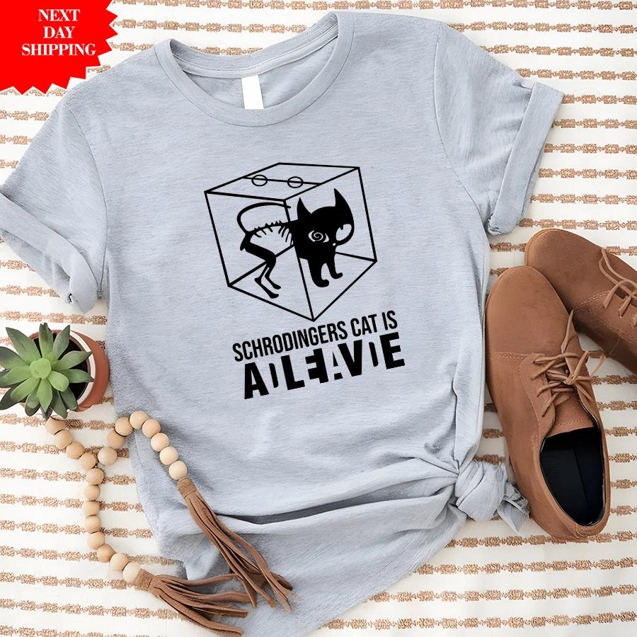 Schrodinger s Cat T Shirt Printed Science Big Bang Theory Geek Nerd Mens Tee Top XL