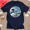 New The Great Wave on A Starry Night Cotton T Shirt Hokusai Great Wave Off Kanagawa Van Gogh Starry Night Oil Graphic T Shirts