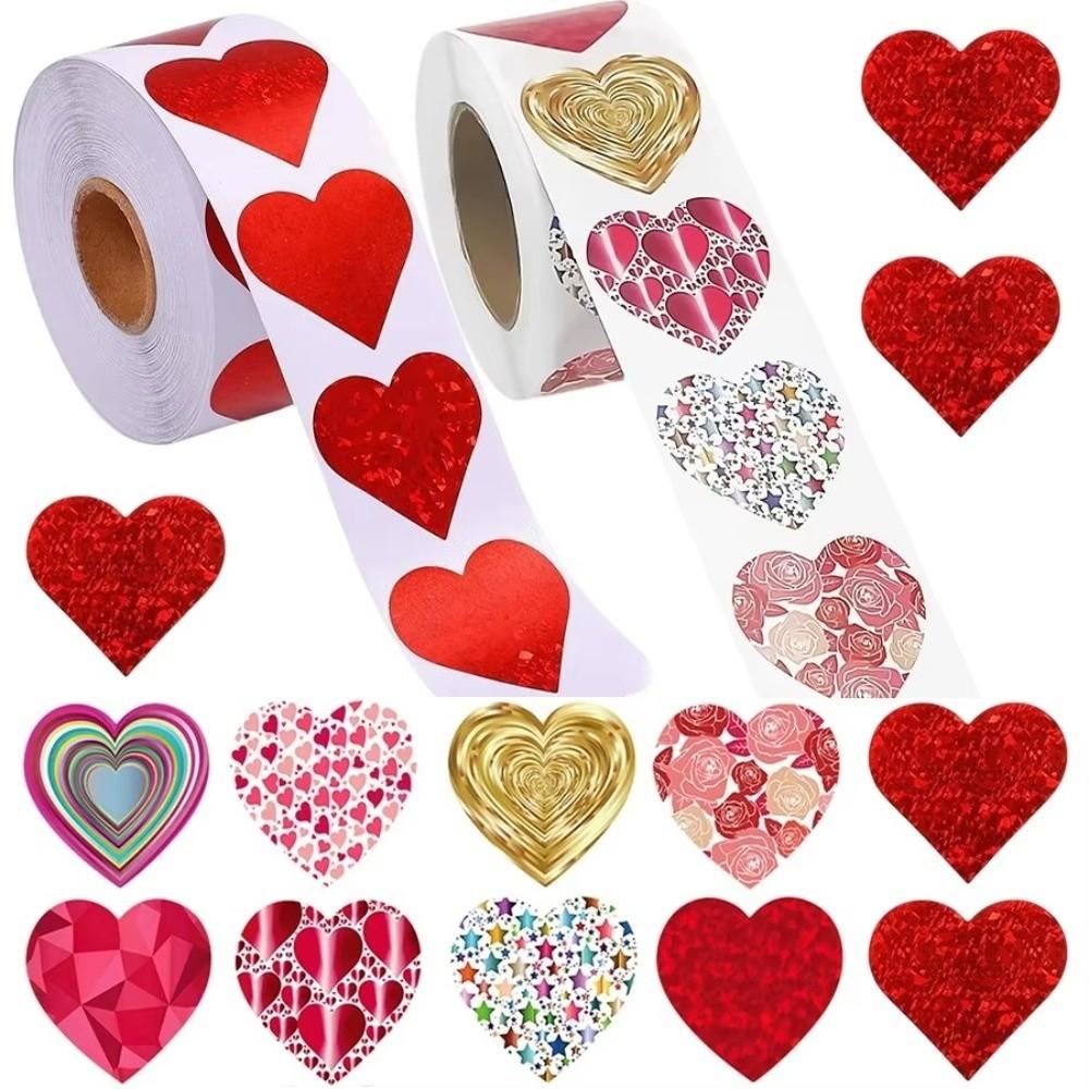 1000Pcs New Heart Shaped Love Heart Stickers Paper 2.5cm Stickers Roll Cute Self Adhesive Packaging Labels Happy Valentine's Day