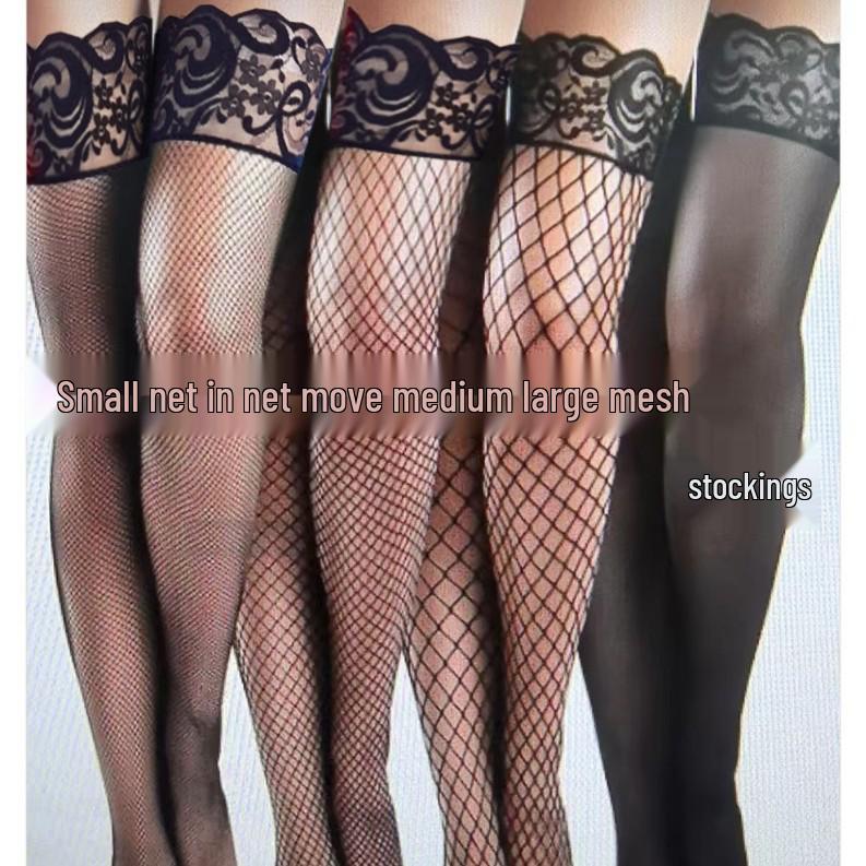 Sexy Fischernetz-Strümpfe in Übergröße mit Silikonrand und floralen Details