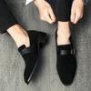 Retro Fashion New Monk Strap Loafers For Men Pointed Belt Buckle Suede Leather Casual Shoes Wedding Dress Homecoming Footwear