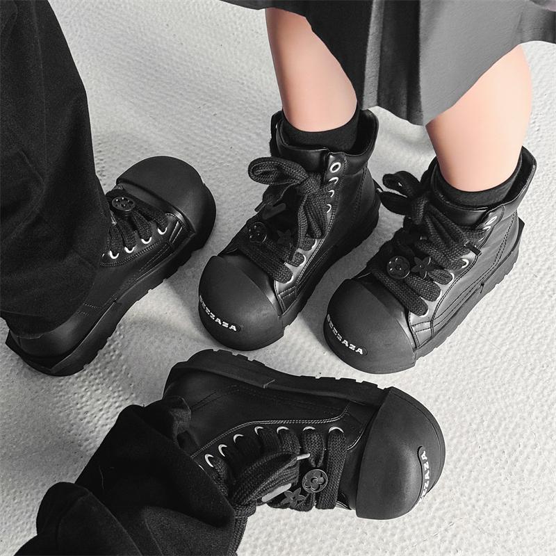 Hight Quality Autumn Winter New Street Style Boots For Men's Women's Black White Teenagers Party Dress Height Increasing Shoes