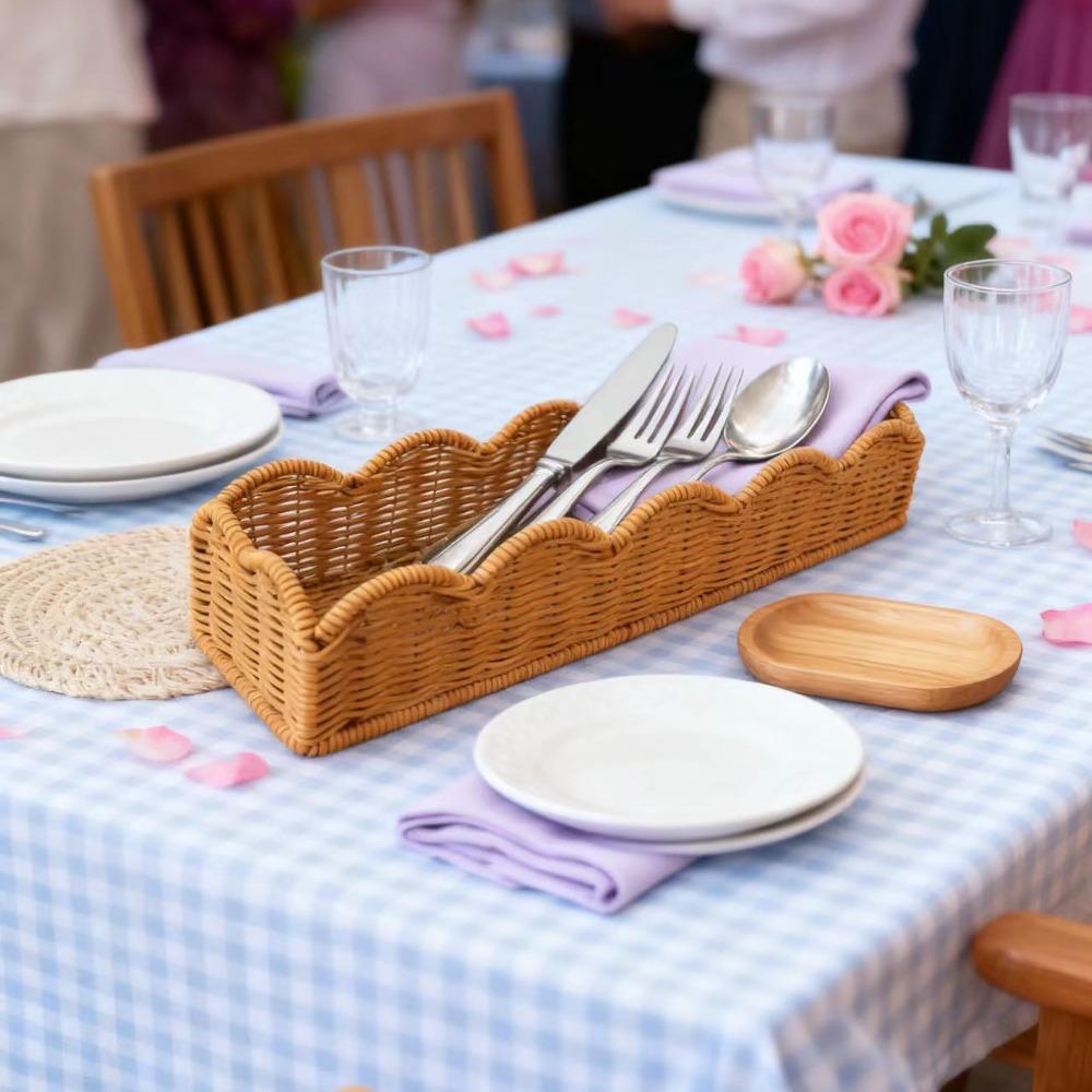 Cesta Tejida de Mimbre Ligera Mimbre de Imitación Cesta de Almacenamiento Práctica Decoración del Hogar