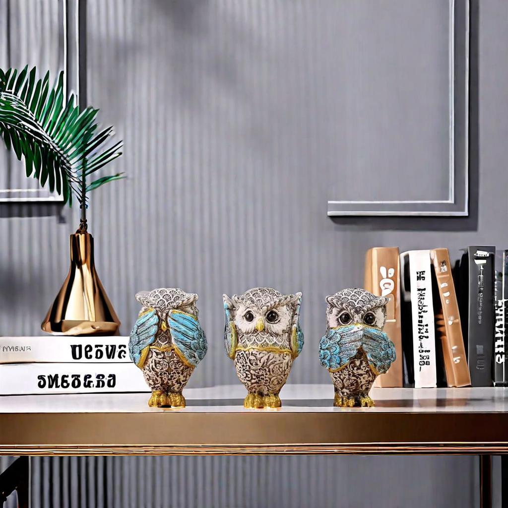 3Pcs Resin Owl Figurine - "Do Not Listen, See, or Speak" - Suitable for home, bedroom, office, shop window, or as a holiday gift.