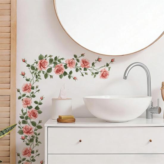 Flowers Wall Decals Peel And Stick Removable Floral Art Wall Stickers for Living Room Girls Room Nursery Bedroom