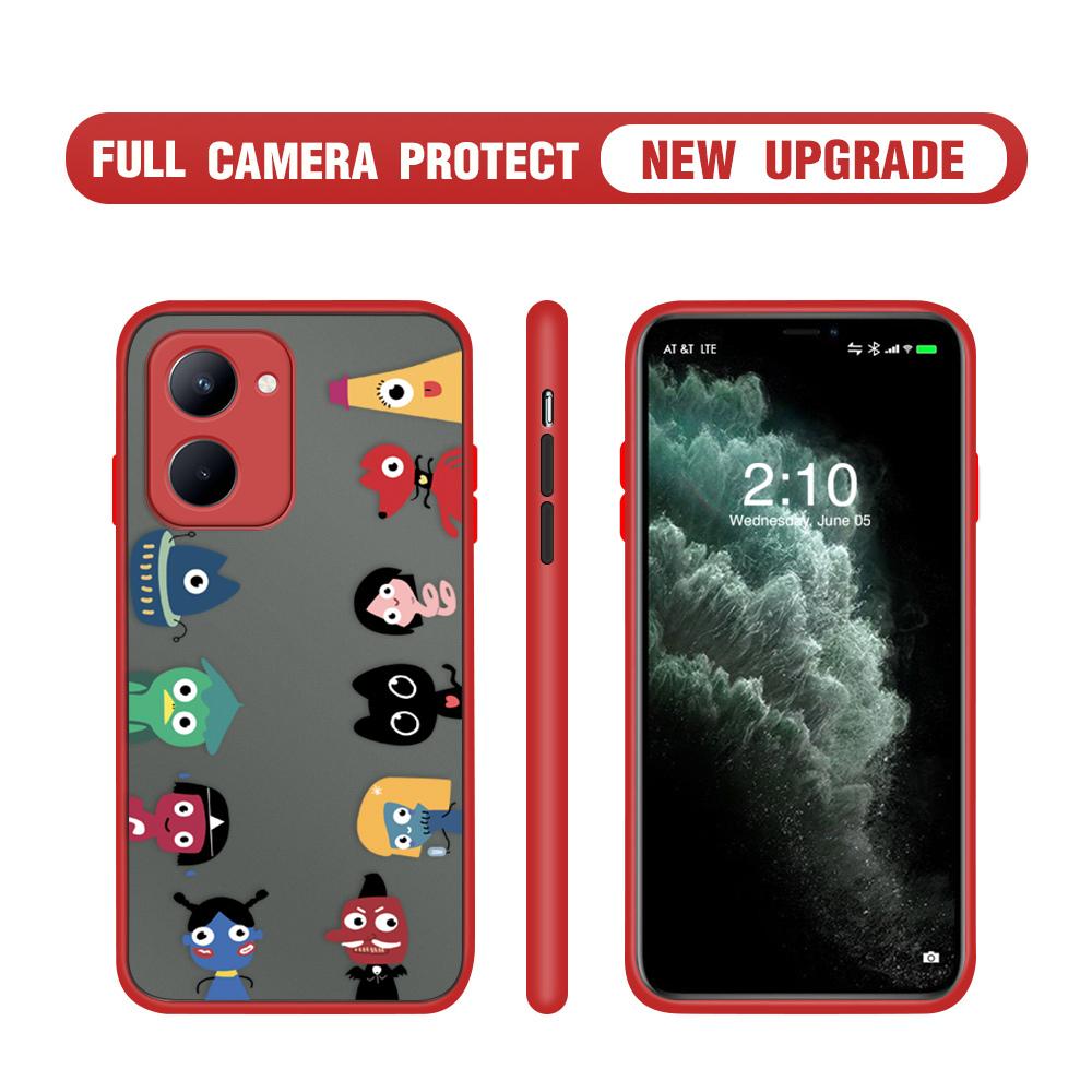 Cartoon Little Monster Phone Case for iPhone 14 13 12 11 Pro Max Samsung Galaxy S20 FE A52 S23 Infinix Slim Matte Back Cover Lens Protection Cases