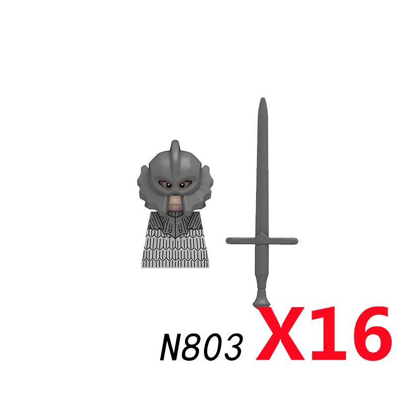 MOC Mittelalterliche Burg Rabe Schwarzer Falke Ritter Figuren Bausteine Infanterie Kriegswaffe Soldat Schild Schwert Rüstung Kinderspielzeug B143