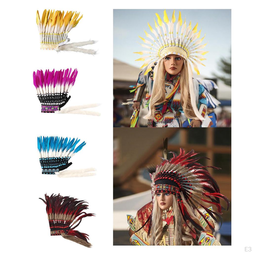 Artificial Feather Headdress ,Chief Costume Headpiece for Halloween Carnival