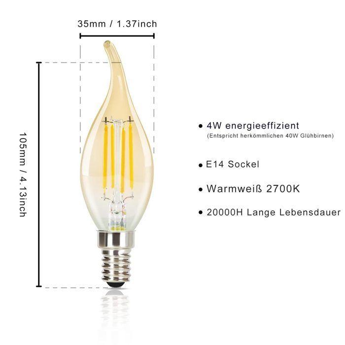 LED Bulb E14 - NETTLIFE - Retro Edison Filament - 6 Pieces - 4W 2700K - Warm White Non-dimmable