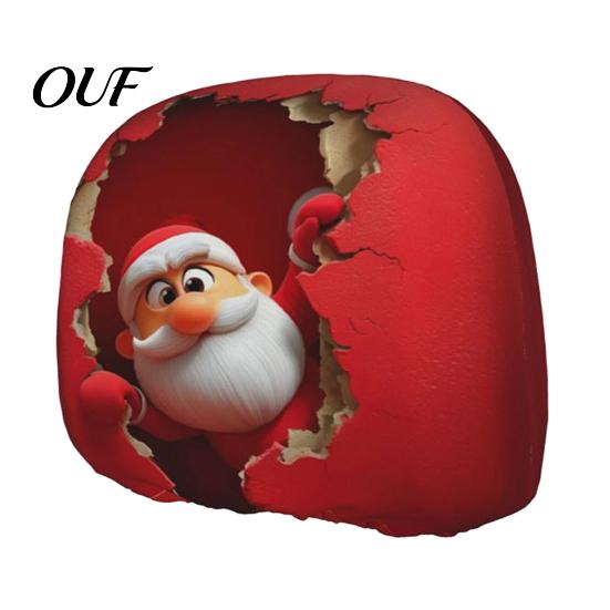 Soft Elastic Car Headrest Covers Christmas Cover, Stretch Santa Deer Print Auto Travel Decor Protector, Universal Fit Holiday Interior for Most