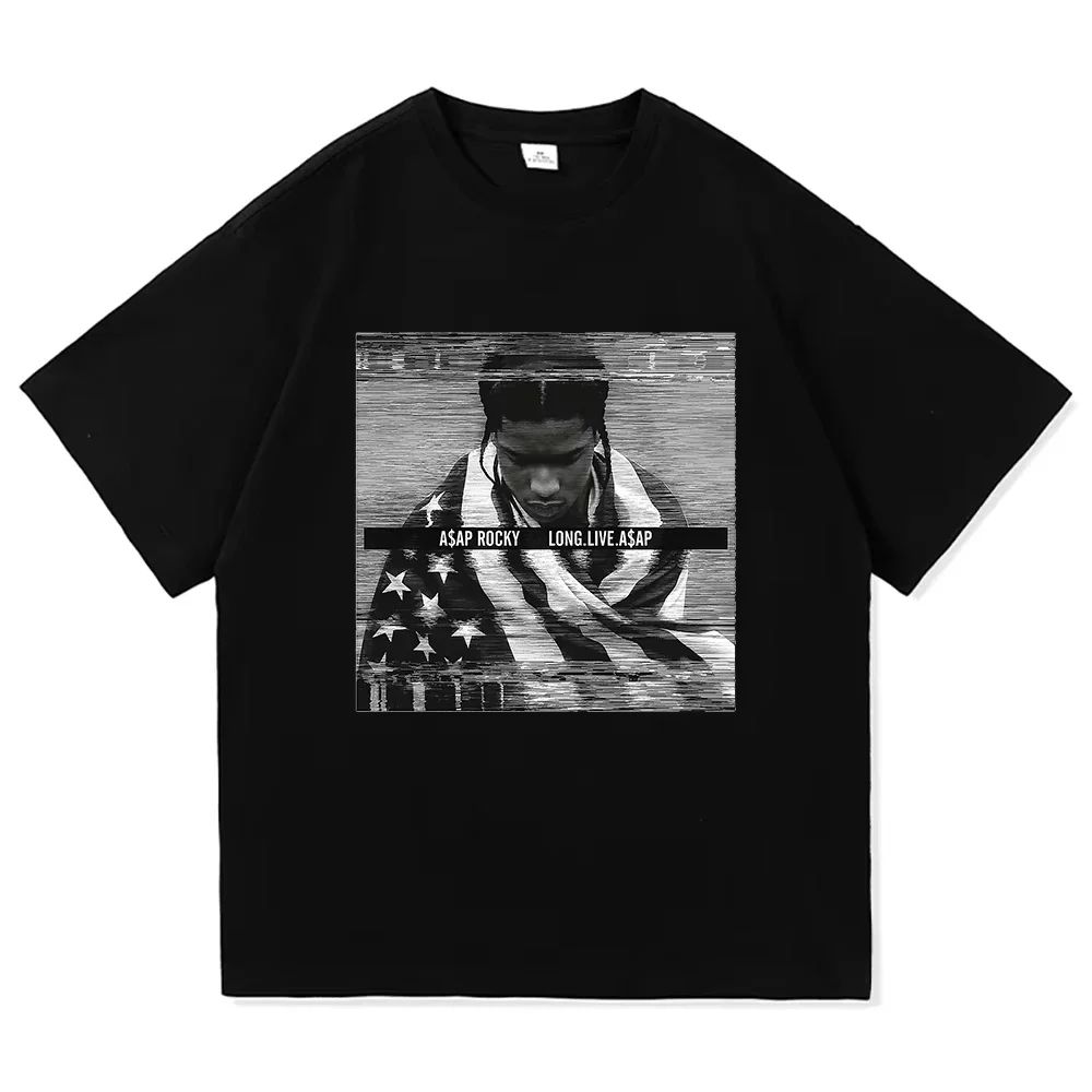 HIP HOP High Street Gothic Tees AAP Portrait Casual Harajuku Tops ASAP ROCKY Shortsleeved Tshirt Unisex