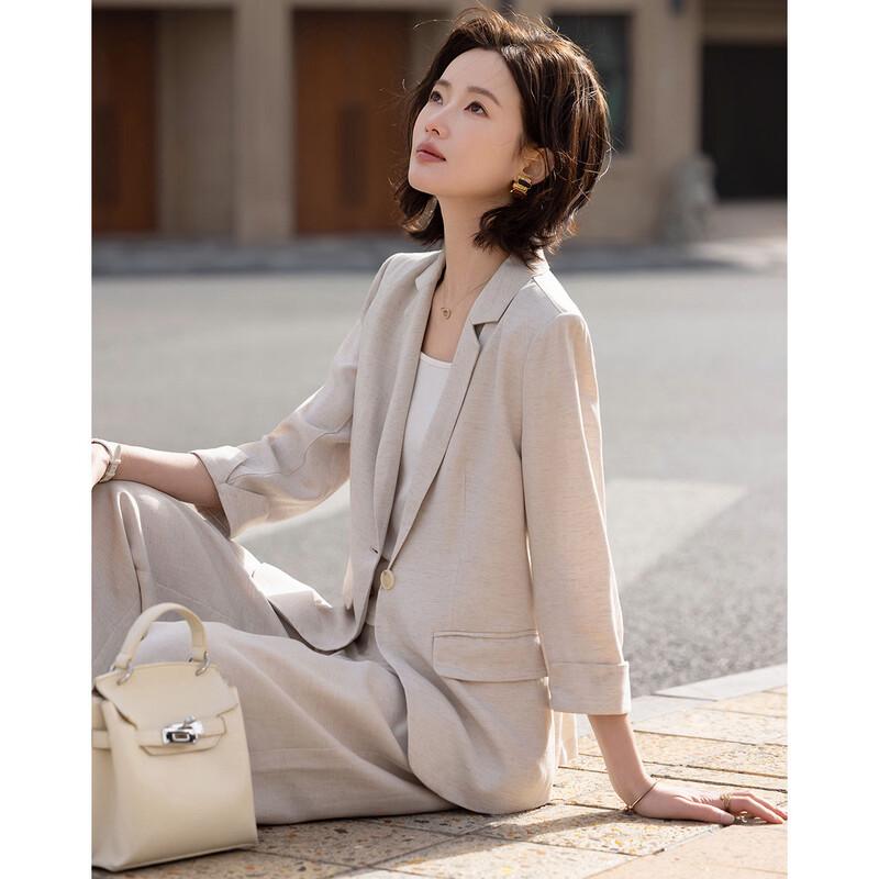 Demana Women's Linen Lyocell Blend Relaxed Suit