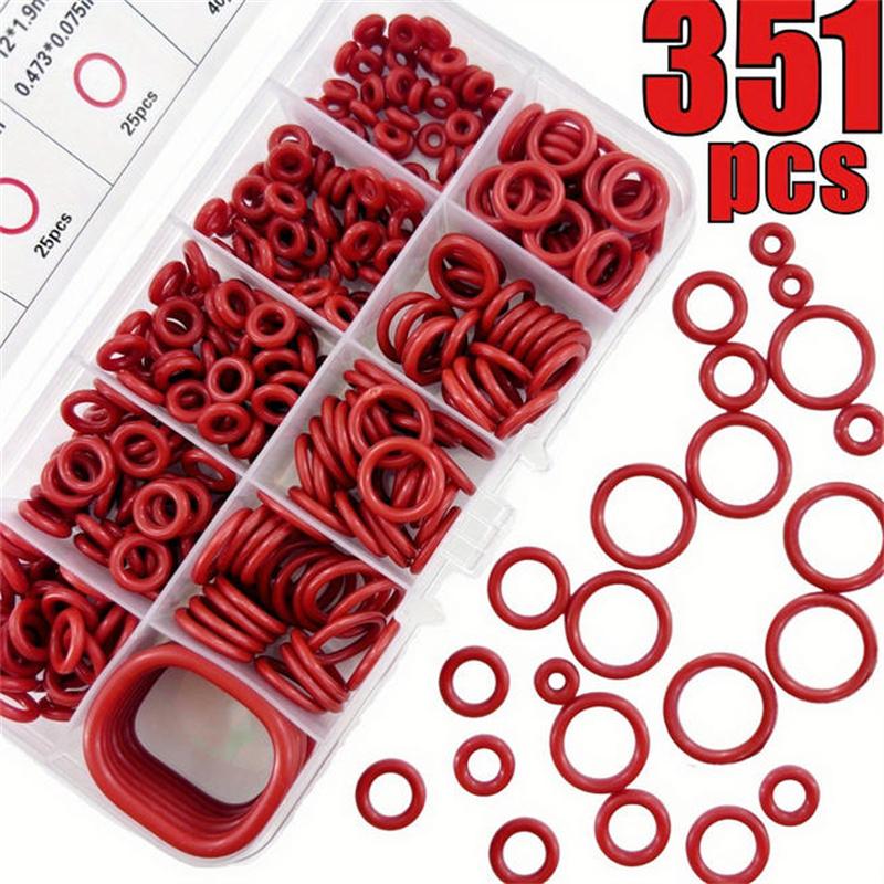 

351pcs Silicone O-ring Set, 10 Sizes, Sealing Ring, Rubber Ring, Gasket ,Oil and Heat Resistant, Suitable for Cars and Pipelines