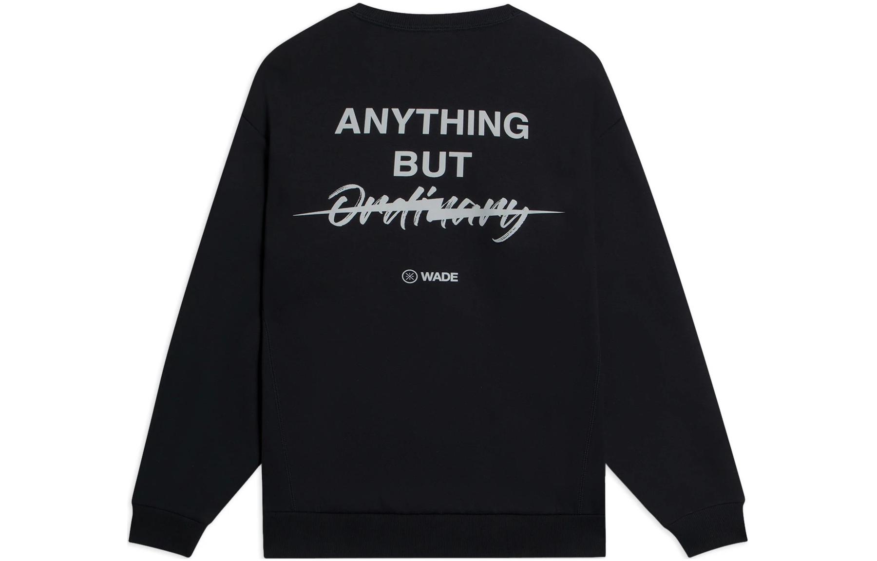 Li Ning Wade Collection Sweatshirts Men s Black Crew Neck Thickened Regular AWDSC41-1 XL