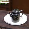 111ml Authentic Yixing Purple Clay Teapots Handmade Gold Drawing Ryoma Pot Raw Ore Stone Yellow Mud Kettle Zisha Tea Set Cha