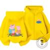 Winter Trendy Casual Zipper Hoodie Cute Cartoon Print Street Style Kids Hooded Top Peppa Pig Children 3 14