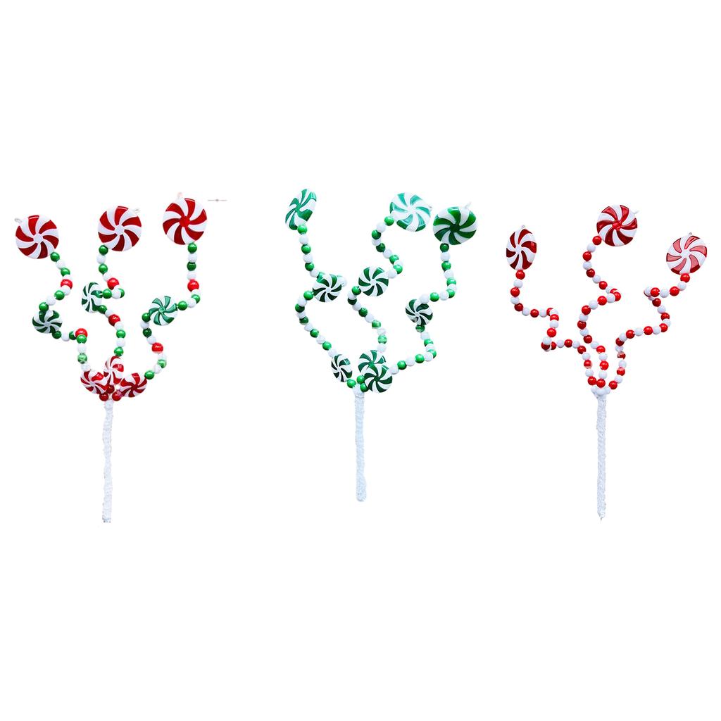 Christmas Tree Top Decoration Shatterproof Artificial Candy Branch Stem for Vase Arrangement Holiday Decoration