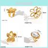 Vintage French Floral Open Steel Ring With Gold Plating For Women