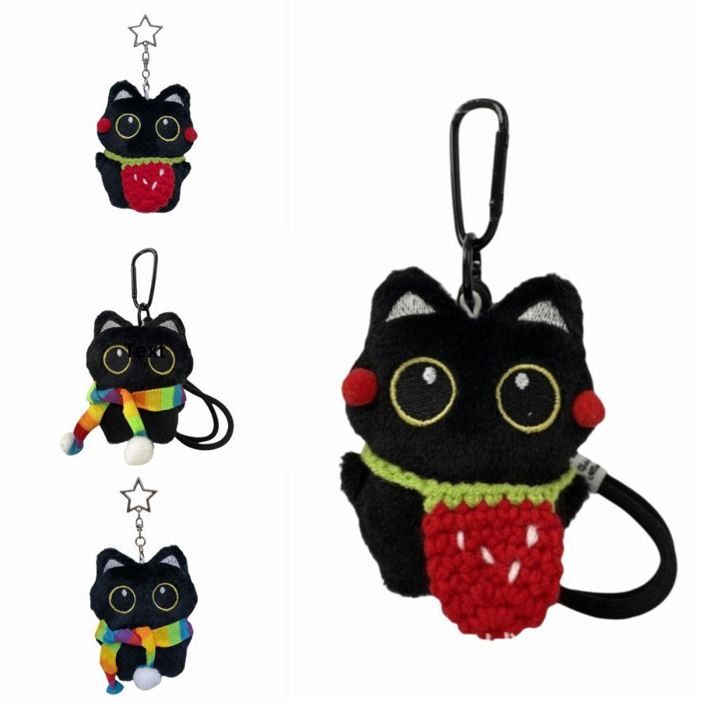 Cute Plush Toy Keychain Black Cat Car Key Ring New Doll Bag Pendant  Bag Accessories