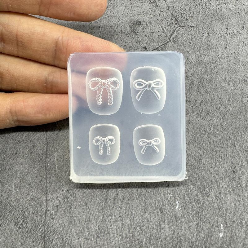 Transparente Silikon Nagelkunstform Exquisite Handgefertigte Schmetterlingsschleife Blume 3D Nagelkunstzubehör DIY Kreative Nagelkunstform Geschenk