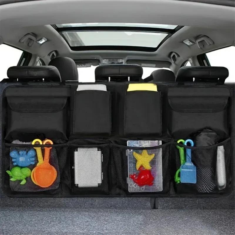 Car Rear Racks Storage Bag Net Adjustable Trunk Storage Bag Net High Capacity Hanging Organizers Automobile Interior Accessories