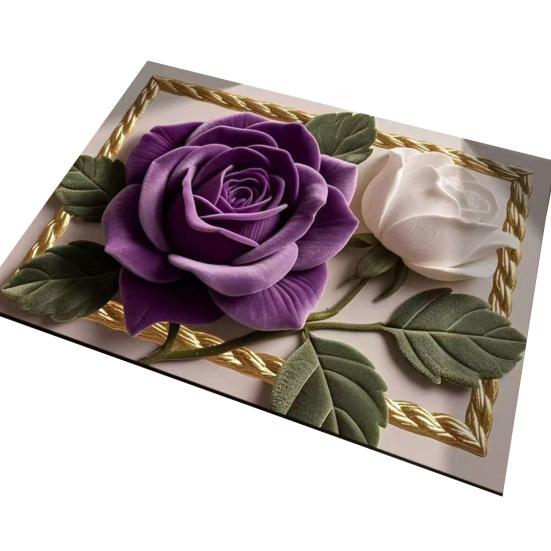 3D Vzor růže Koberec Diatomitový absorpční květinový podlahový rohož Protiskluzový koupelnový kobereček pro vstup Sprcha Kuchyň Prádelna