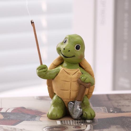 Resin Incense Holder Waterproof Sunproof Decorative Small Turtle Figurine Garden Balcony