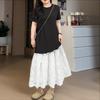 ZANZEA Women Casual Round Neck Short Sleeve Lace Splice Long Dress
