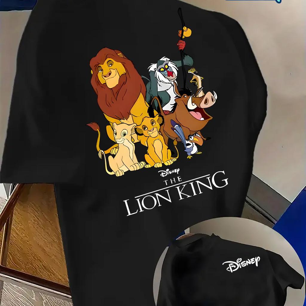 Summer Mens Disney Simba Lion King PatternTShirt Daily Leisure and Theme Activities Wear Unisex Cotton Short Sleeve Oversized