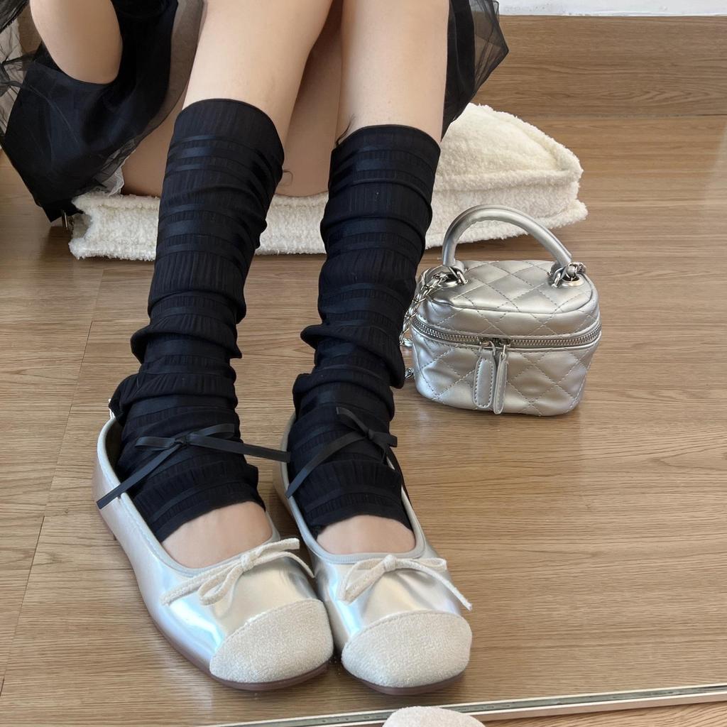 Women's Mid-Calf Bow Ballet Pile Socks - Spring/Autumn Style