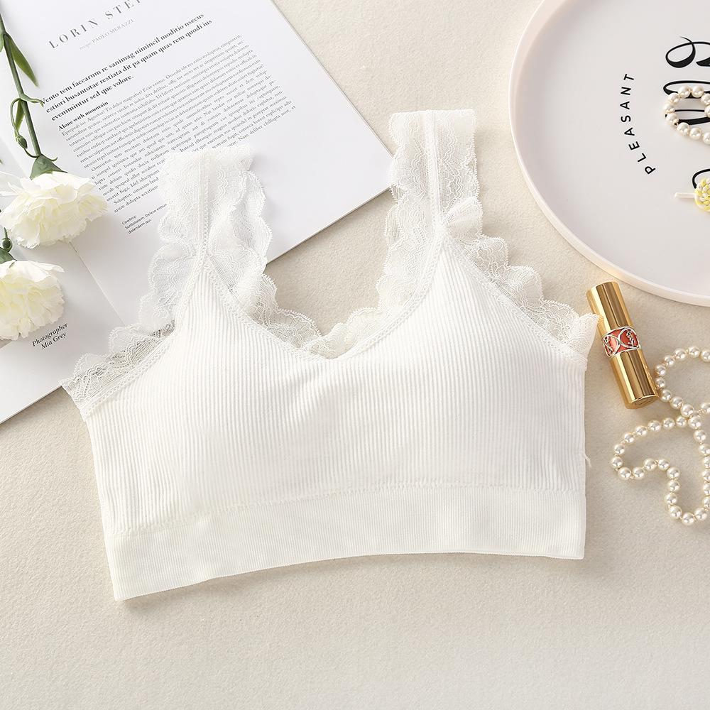 

Майка для йоги Bear Fairy Lace Backless: Женский беспроводной спортивный бюстгальтер и жилет One Size белый