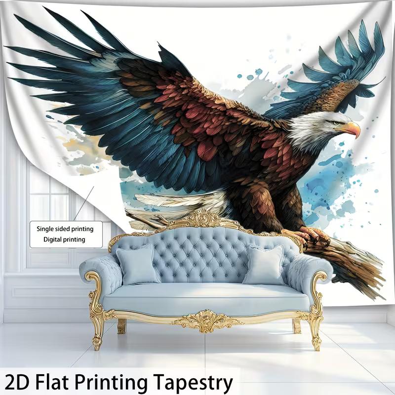 2D Bald Eagle on Branch Tapestry Patriotic Color Wall Decor Cloth