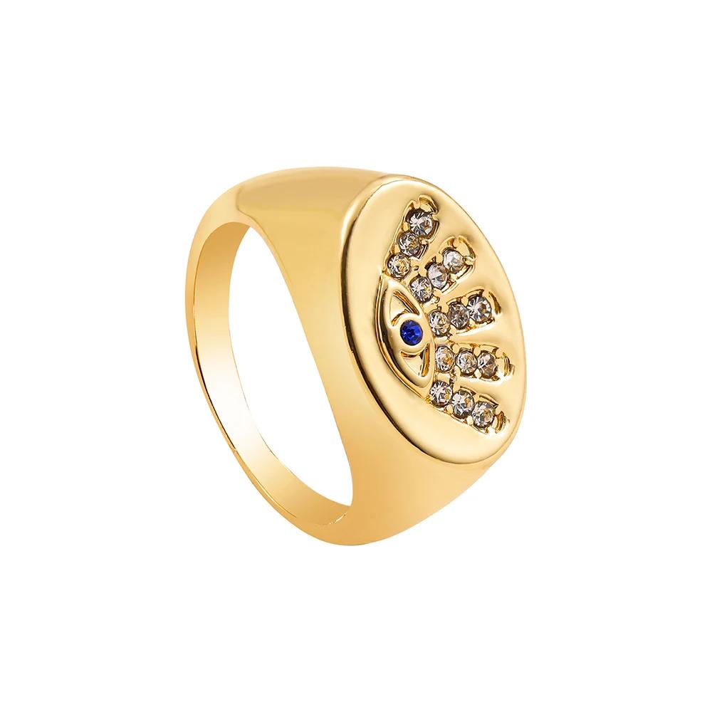 

Vintage Geometric Round Circle Chunky Rings for Women Simple Evil Eye Rhinestone Finger Rings Statement Wedding Zircon Gifts