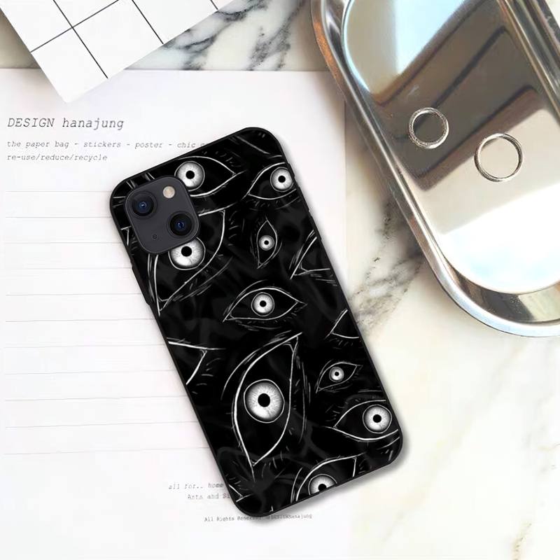 Scary Face Eyes Phone Case For iPhone Mini 11 12 13 14 15 Pro XS Max X Plus SE XR Shell