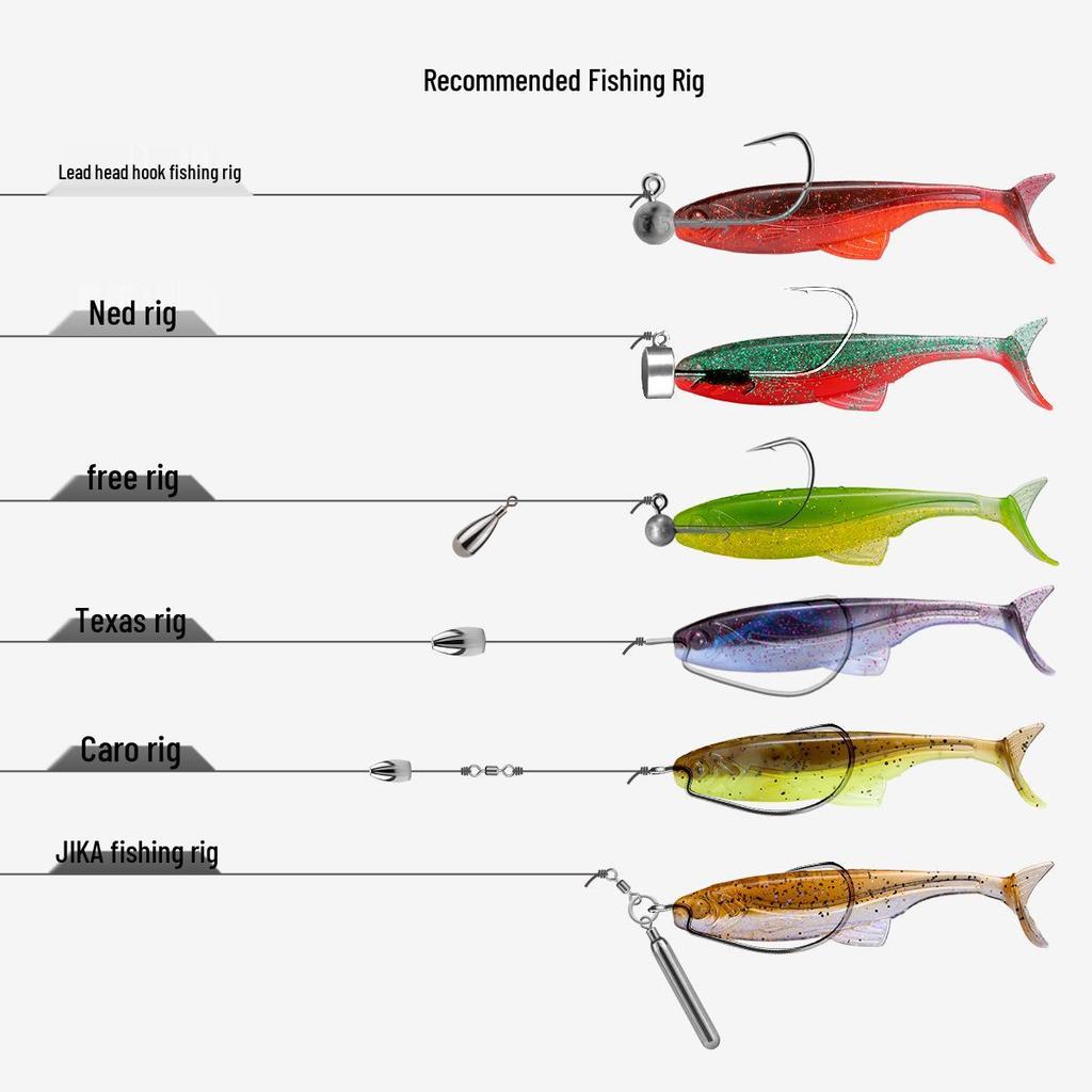 Little Lazy Fish T-tail Floating Soft Lure with Jig Head Hook for Bass and Mandarin Fish Fishing.