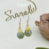Handmade Yellow-Green Stone Tassel Earrings in 925 Silver, Mori Style