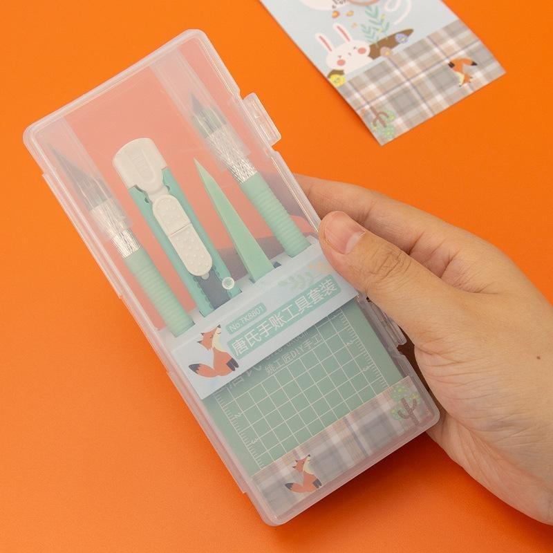 5Pcs/Set Diy Scrapbook Tool Set Tweezers Pens Non-Slip Mats Art Cutting Tools Kit Paper Crafting Carving Craft Paper Pen