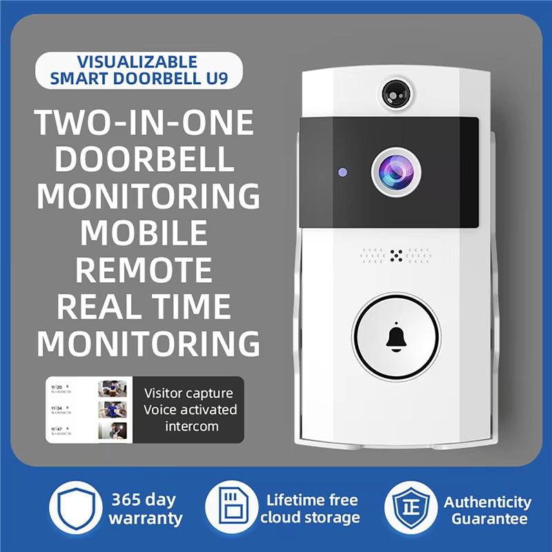 Sonnette d'extérieur sans fil étanche avec caméra solaire WiFi Digital Peephole Interphone Maison Intelligente Sonnette Vidéo